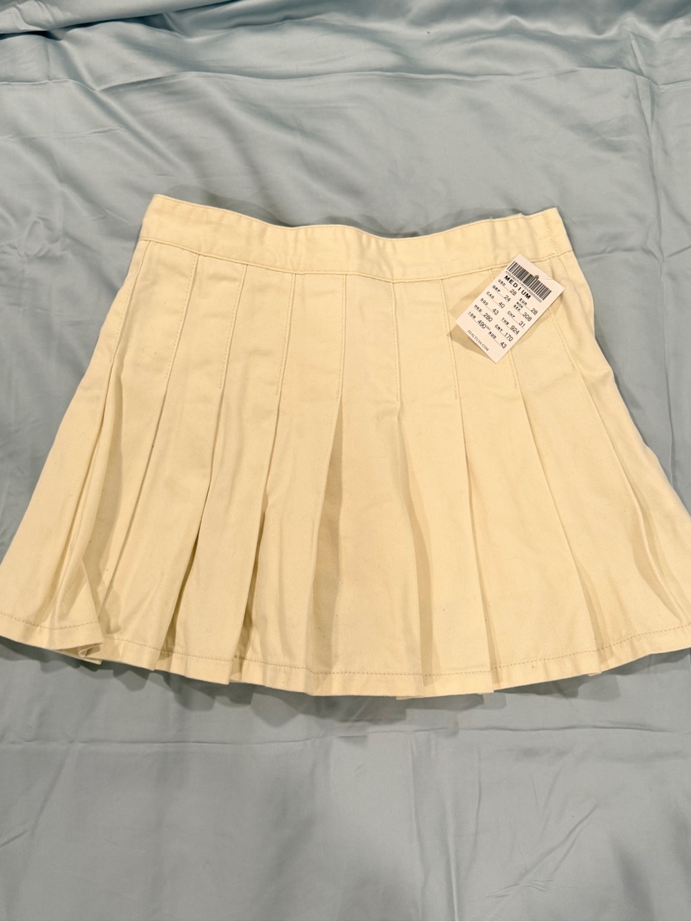 Brandy Melville Cream Pleated Skater Skirt